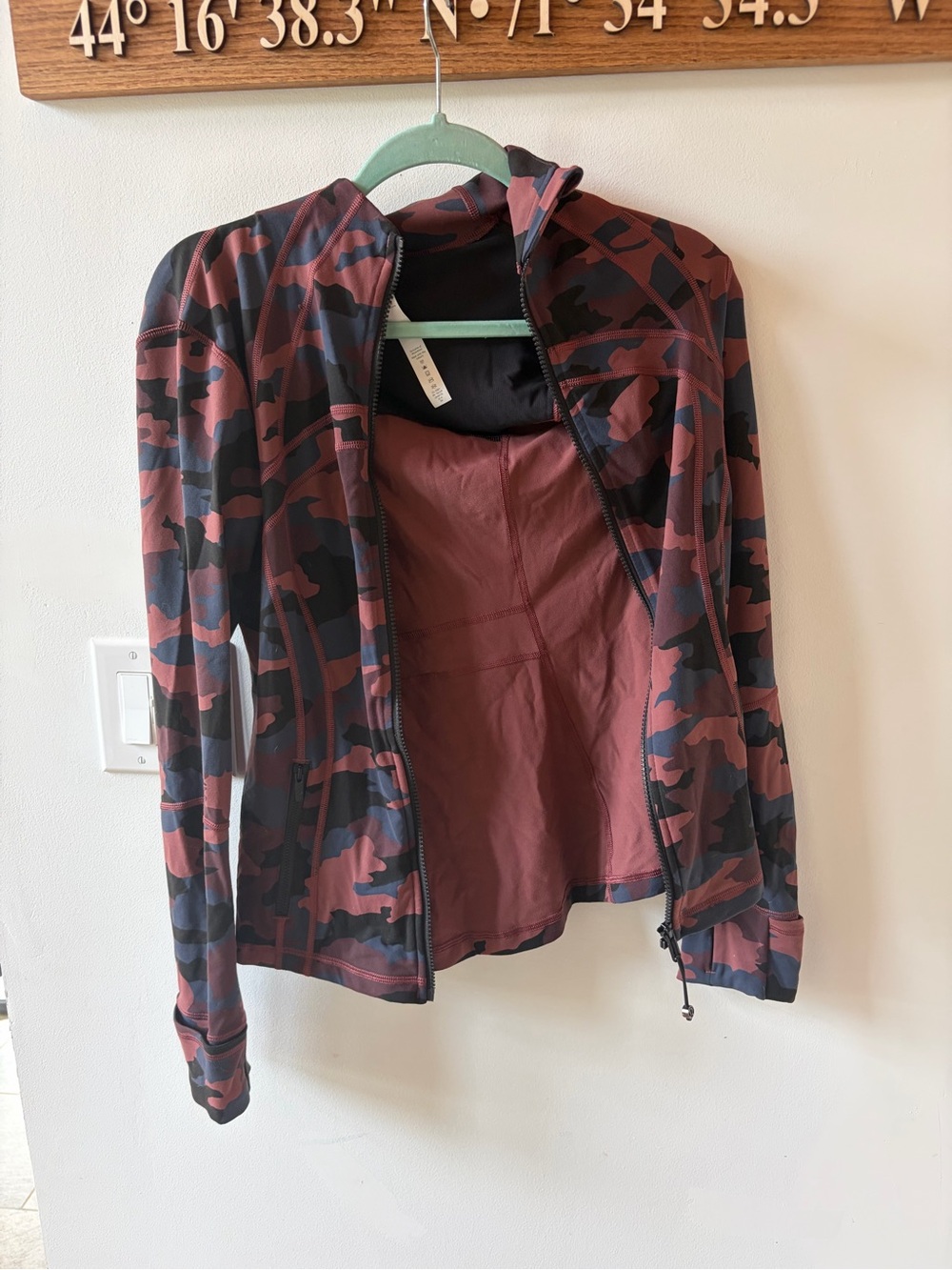 lululemon athletica Burgundy and Black Camo Bomber Jacket